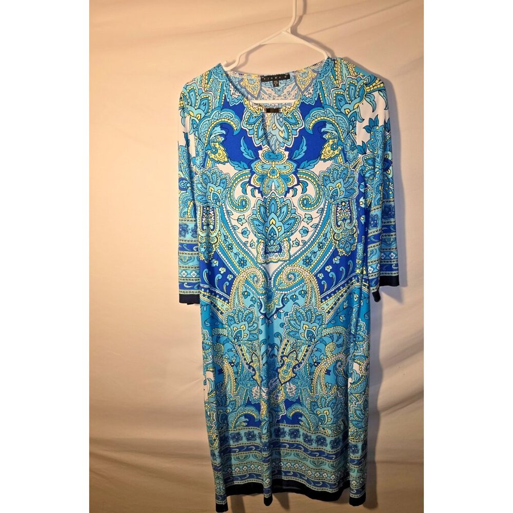 Graphic Coastal Cowgirl Women’s Small Blue Pattern Dress Abstract Wedding Guest